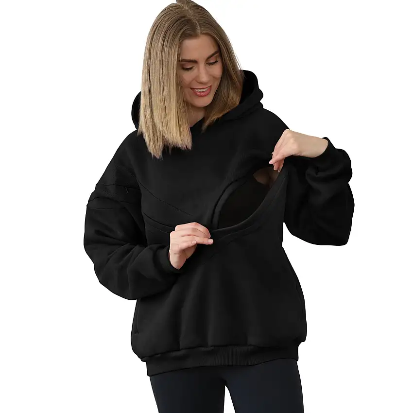 Isabella Ultra Soft Oversized Nursing & Pregnancy Hoodie (noir)