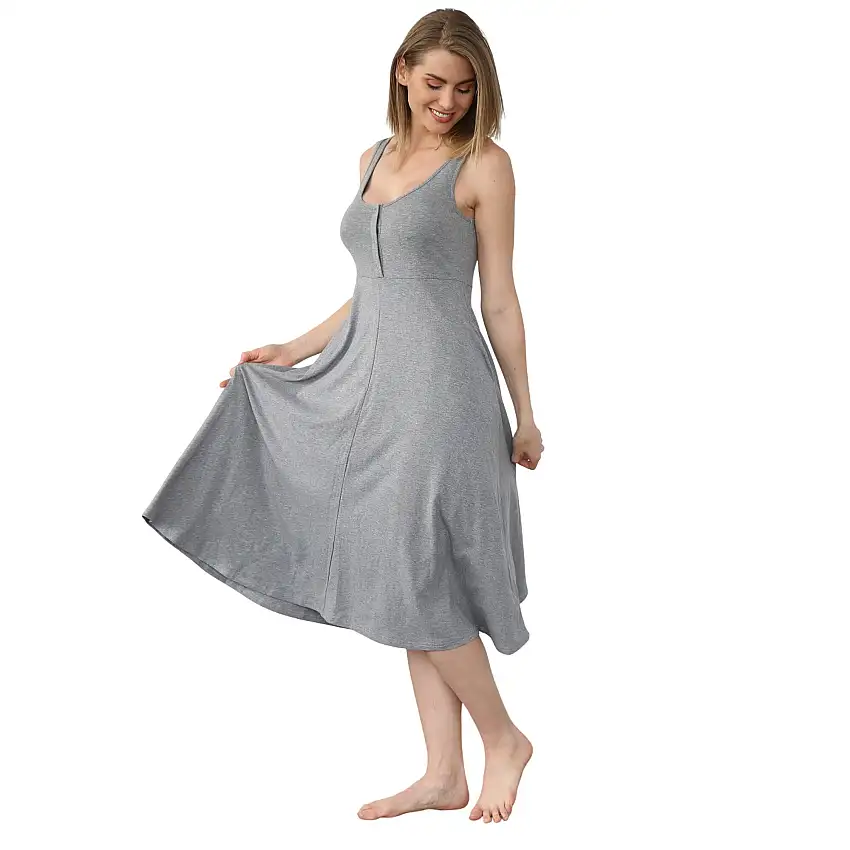 Audrey Softest Rib Nursing & Pregnancy Tank Dress (dark Gray)