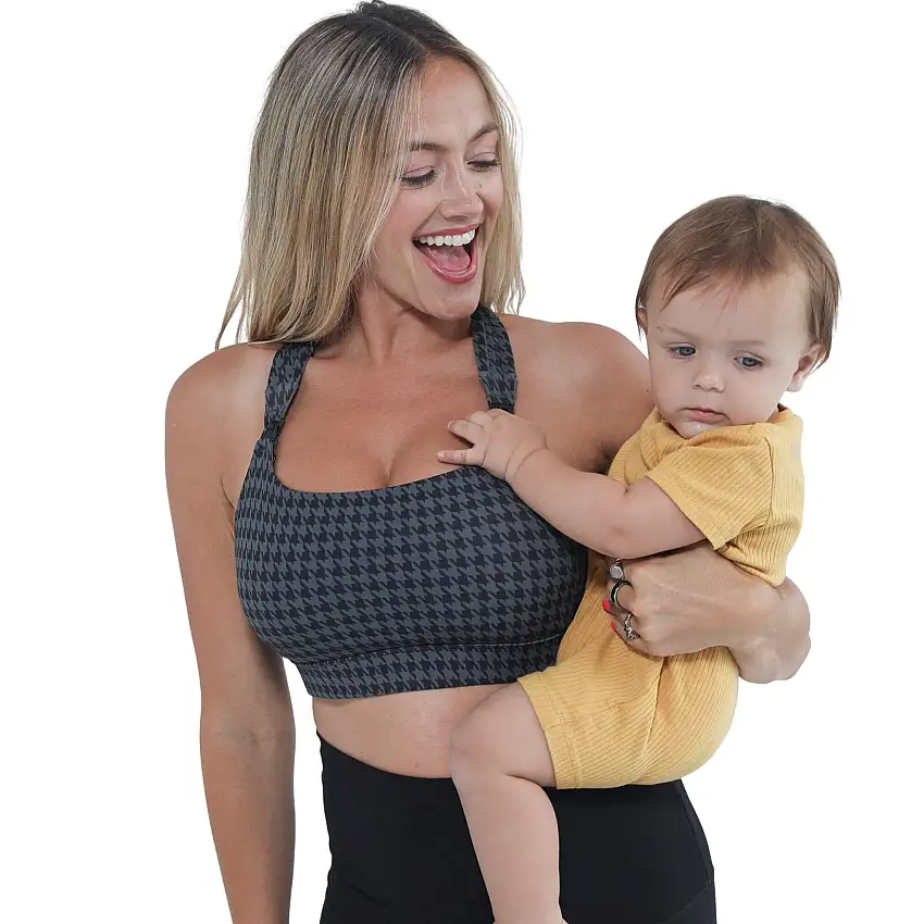 Chloé 4 Running Nursing & Pumping Sports Bra (dark Houndstooth)