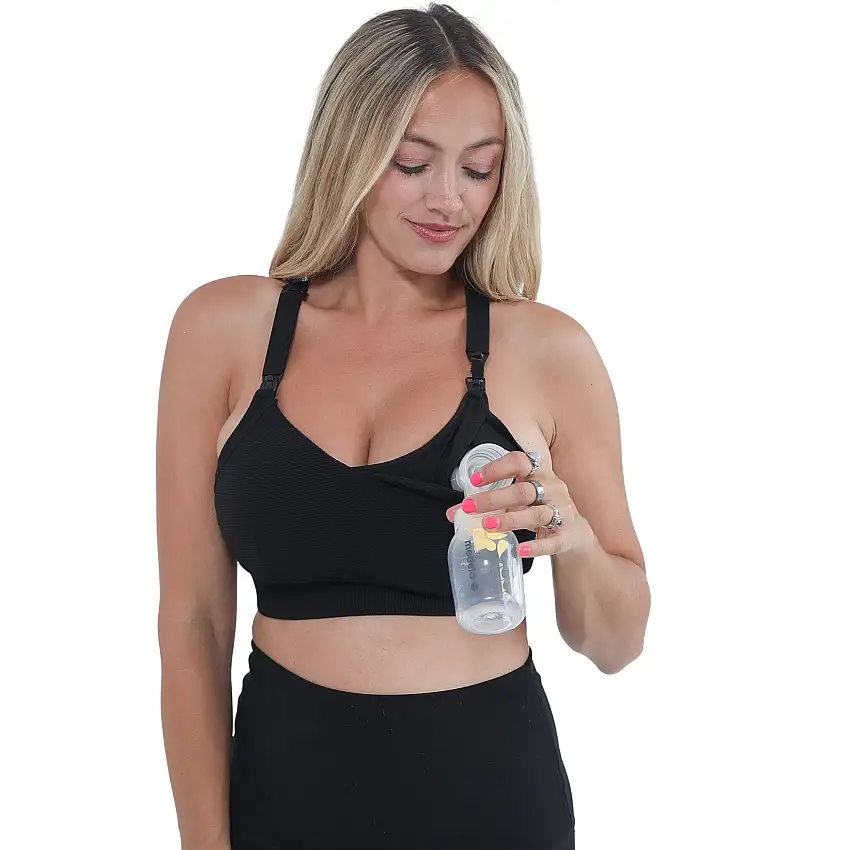Maeve Run Times Sewn In Cups Nursing & Pumping Sports Bra (noir)