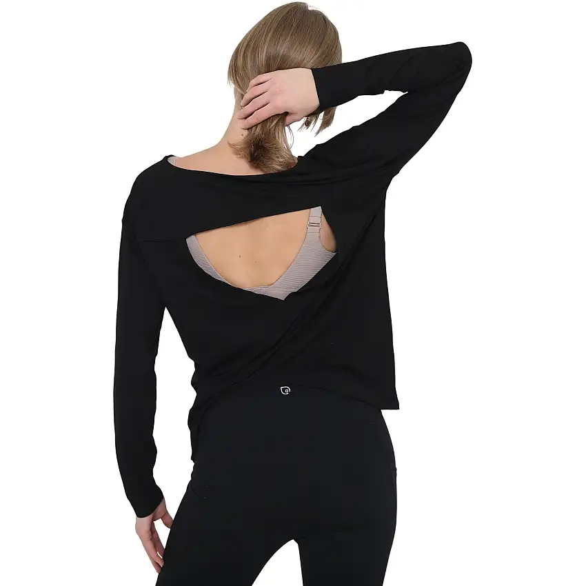 Hazel Open Back Long Sleeve Nursing Top (noir)