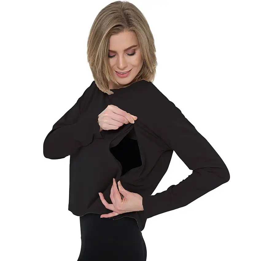 Abigail Long Sleeve Nursing Pullover (noir)