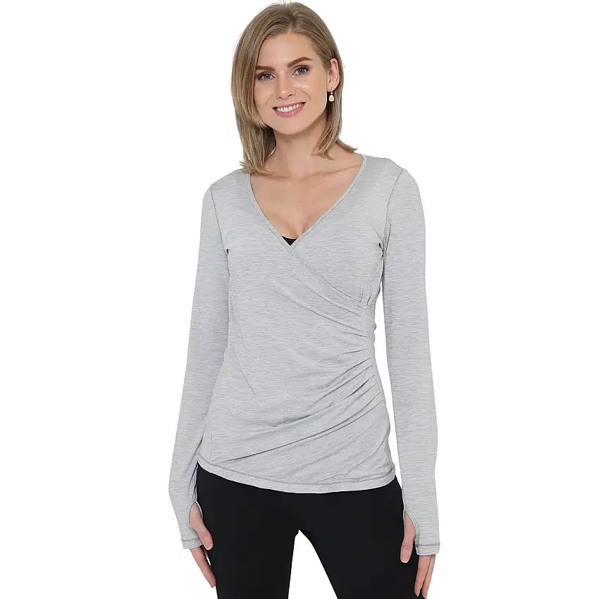 Olivia During & After Crossover Layering Long Sleeve Top (space Grey)