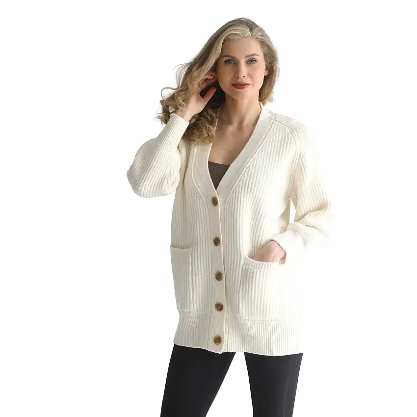 Merino Wool Pocket Oversized Cardigan