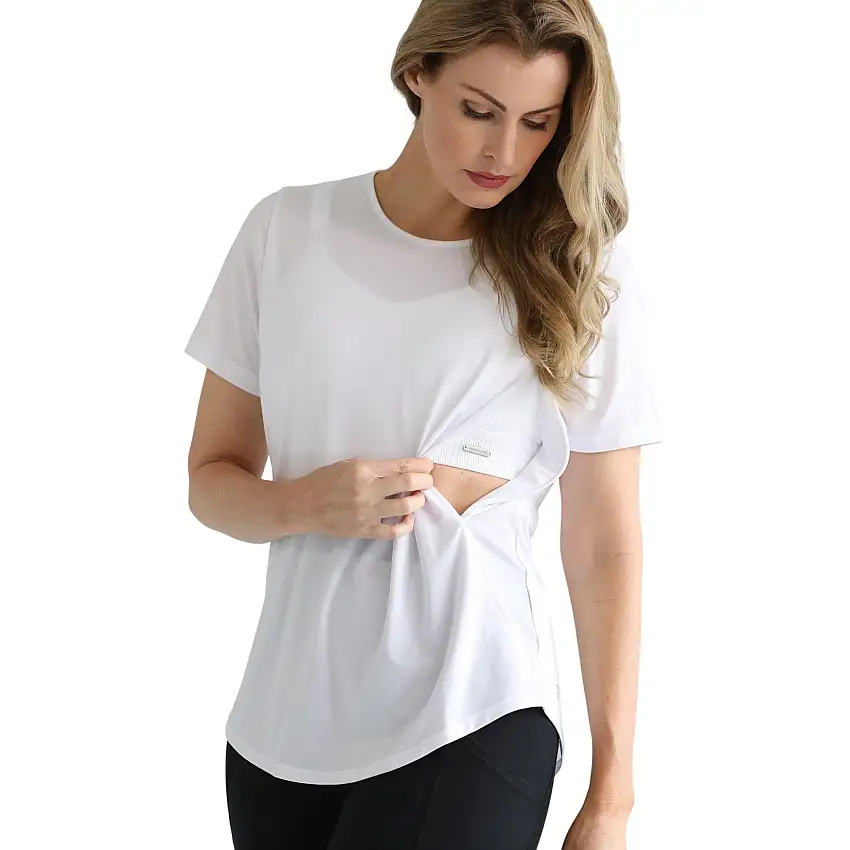 Harper Cross Back Short Sleeve Nursing Tee (blanc)