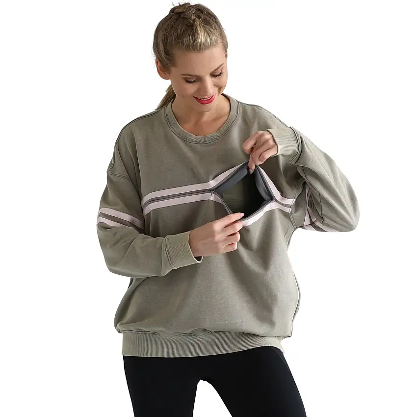 Celine Slouchy Nursing Pullover (olive Grove)