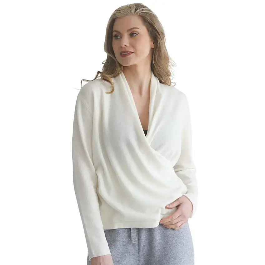 Cashmere Wrap Sweater (blanc)
