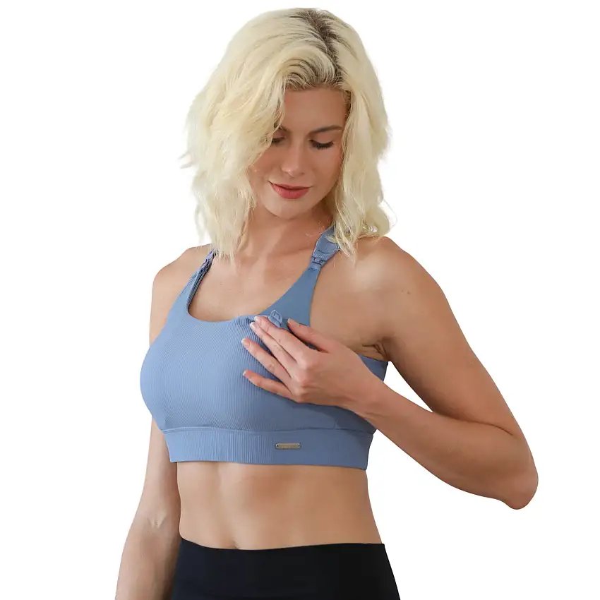 Venice High Impact Full Coverage Nursing Sports Bra (ribbed Lint Stone)