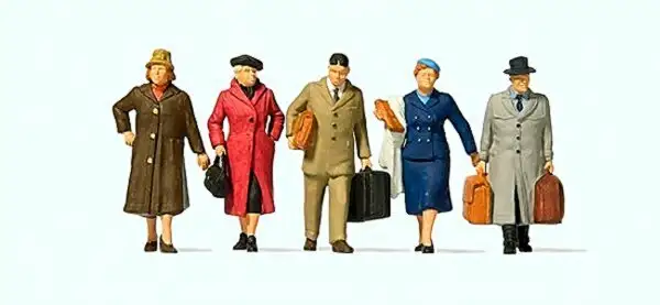 Preiser 65365 1/45 Scale Walking Passengers -- pkg(5)
