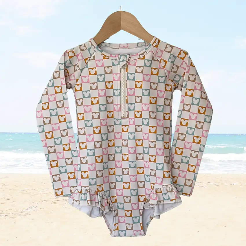 Checkered Magic Long Sleeve Swimsuit