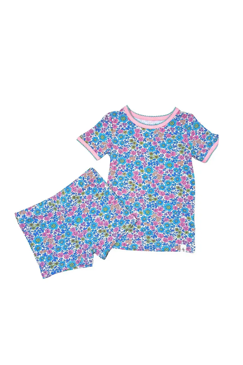 Retro Floral Shirt And Short Pajama Set