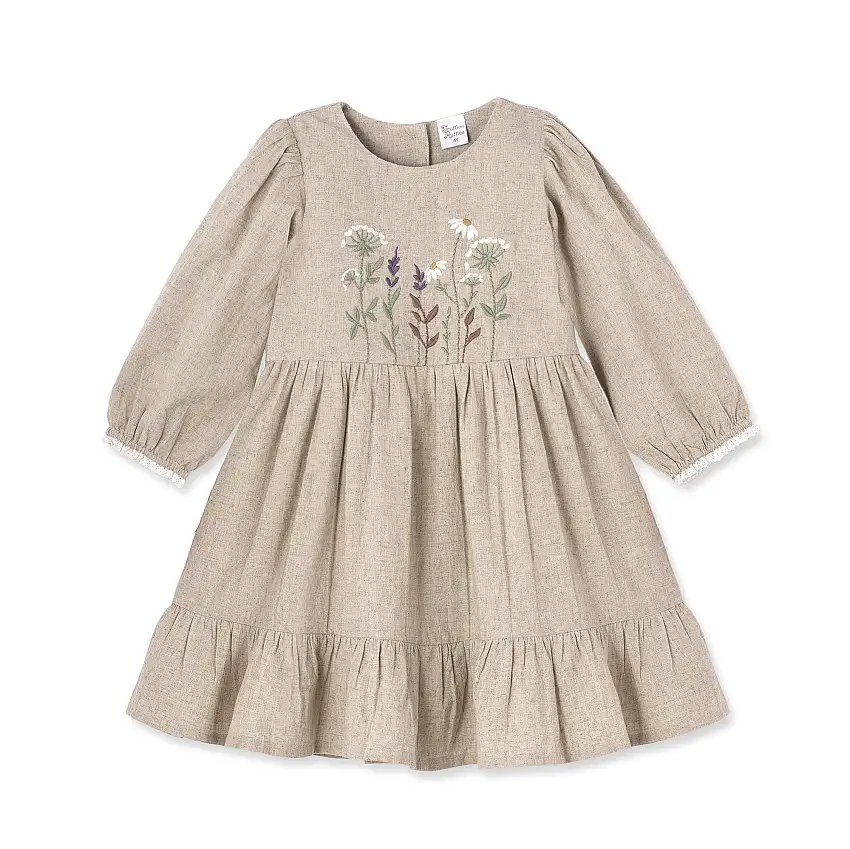 Felicity Embroidered Linen Dress–cotton Blend Heirloom Style