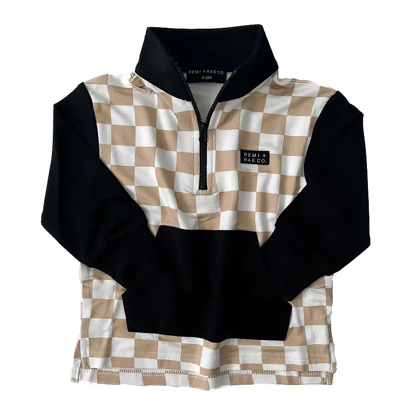 Bamboo Checkered Color Block Pullover