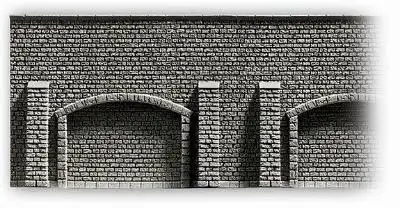 Noch 58058 HO Scale Profi-Plus Scenic Components -- Arcade Wall (gray brick)