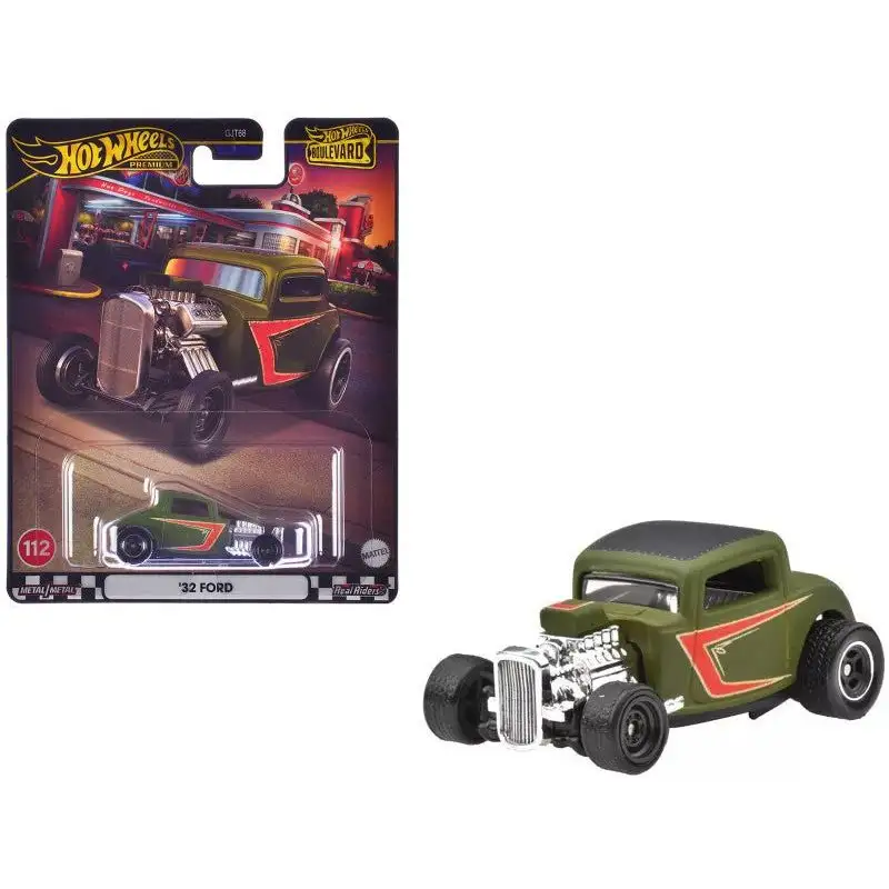 1932 Ford Hot Rod Matt Green with Graphics "Boulevard" Series Diecast Model Car by Hot Wheels
