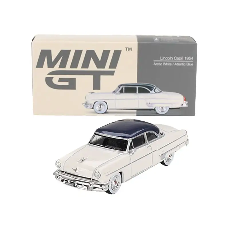 1954 Lincoln Capri Arctic White with Atlantic Blue Top Limited Edition to 3000 pieces Worldwide 1/64 Diecast Model Car by Mini GT