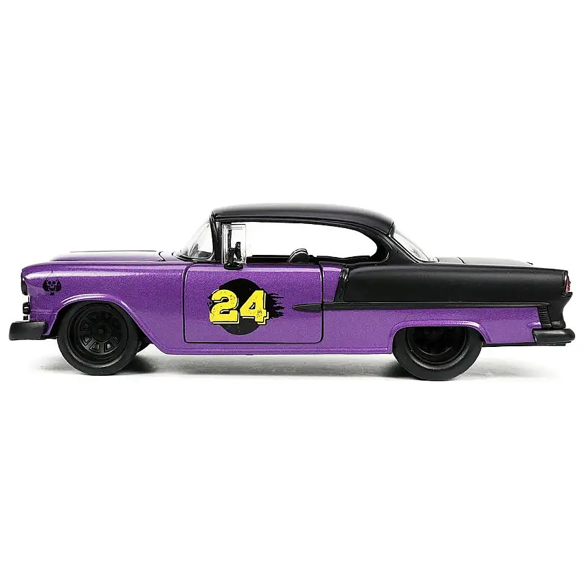 1955 Chevrolet Bel Air #24 Purple Metallic and Matt Black "Bigtime Muscle" Series 1/24 Diecast Model Car by Jada
