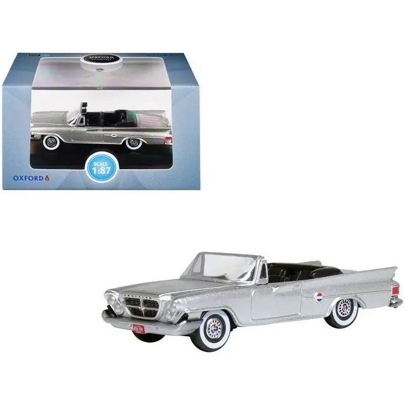 1961 Chrysler 300G Convertible Sheffield Silver Metallic 1/87 (HO) Scale Diecast Model Car by Oxford Diecast