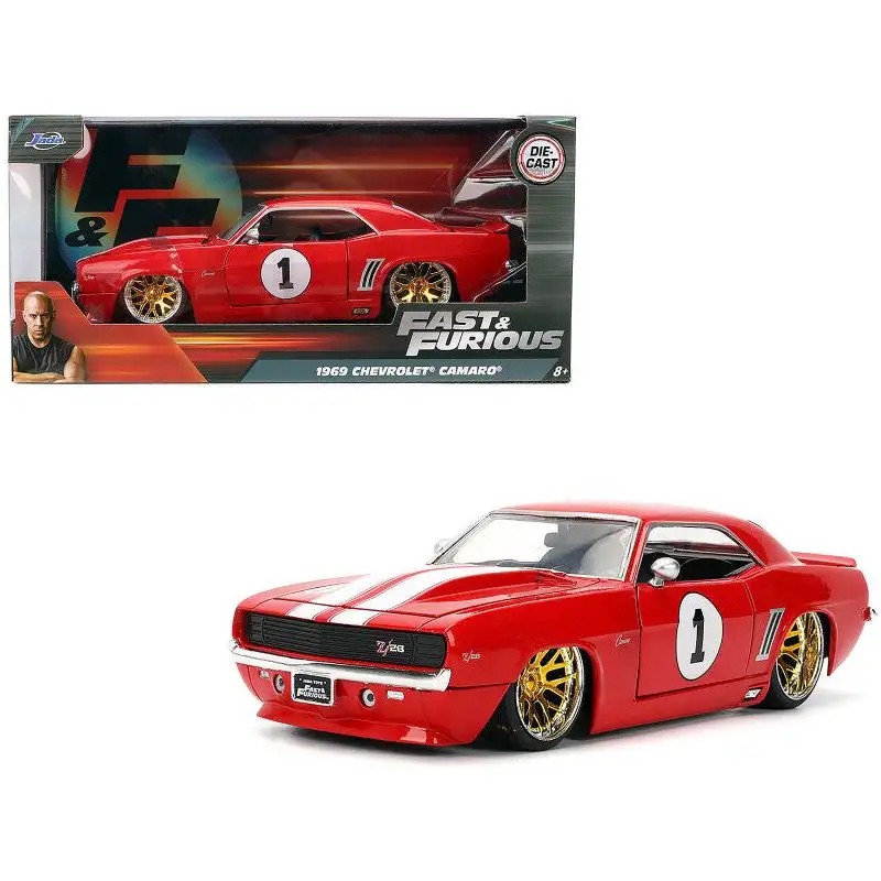 1969 Chevrolet Camaro #1 Red with White Stripes "Fast & Furious" Series 1/24 Diecast Model Car by Jada