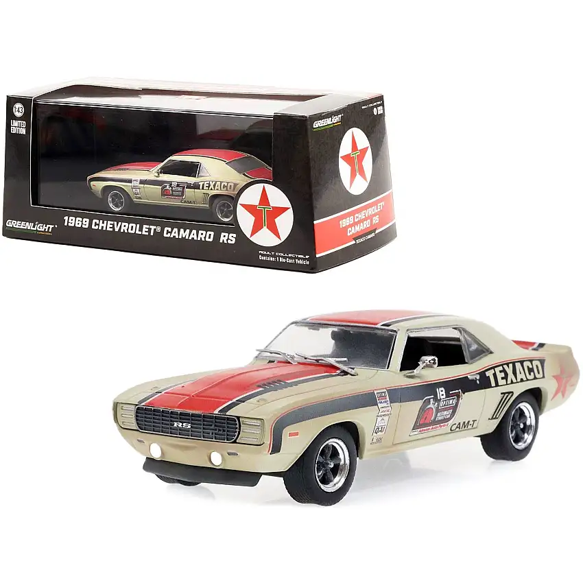 1969 Chevrolet Camaro RS #18 "Texaco" "OPTIMA Ultimate Street Car National Champion: GTV Class" (2021) (Raced Version) 1/43 Diecast Model Car by Greenlight