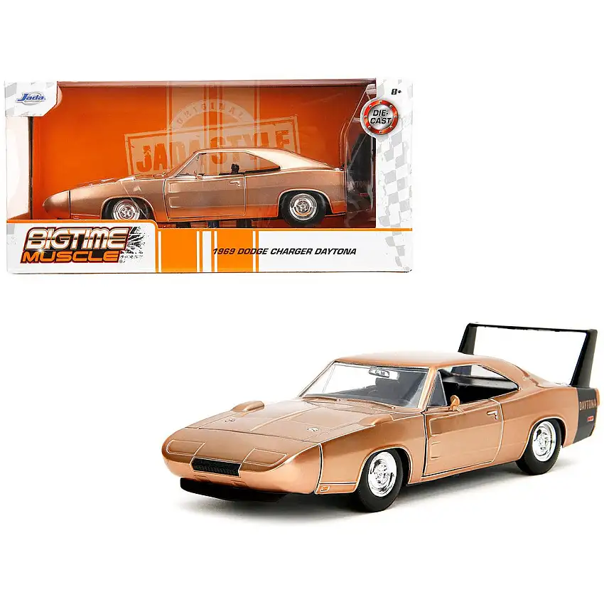 1969 Dodge Charger Daytona Bronze Metallic with Black Tail Stripe "Bigtime Muscle" Series 1/24 Diecast Model Car by Jada