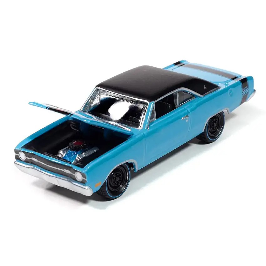 1969 Dodge Dart GTS 340 Blue with Black Top and Stripes "Goodyear Blue Streak" "Pop Culture" 2025 Release 1 1/64 Diecast Model Car by Johnny Lightning