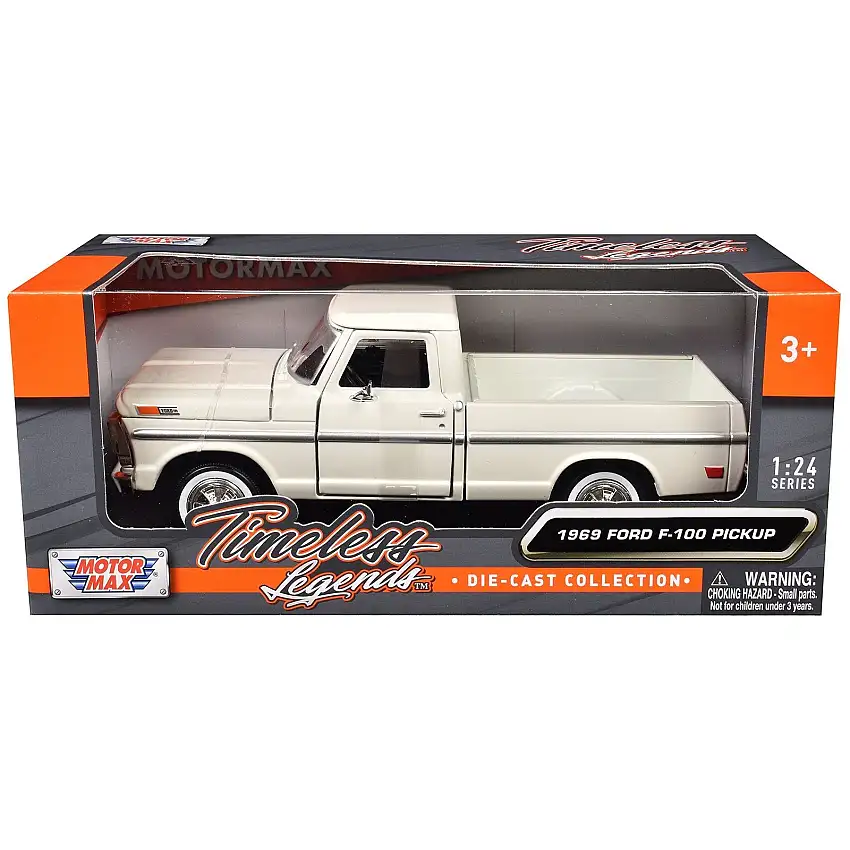 1969 Ford F-100 Pickup Truck Cream "Timeless Legends" Series 1/24 Diecast Model Car by Motormax