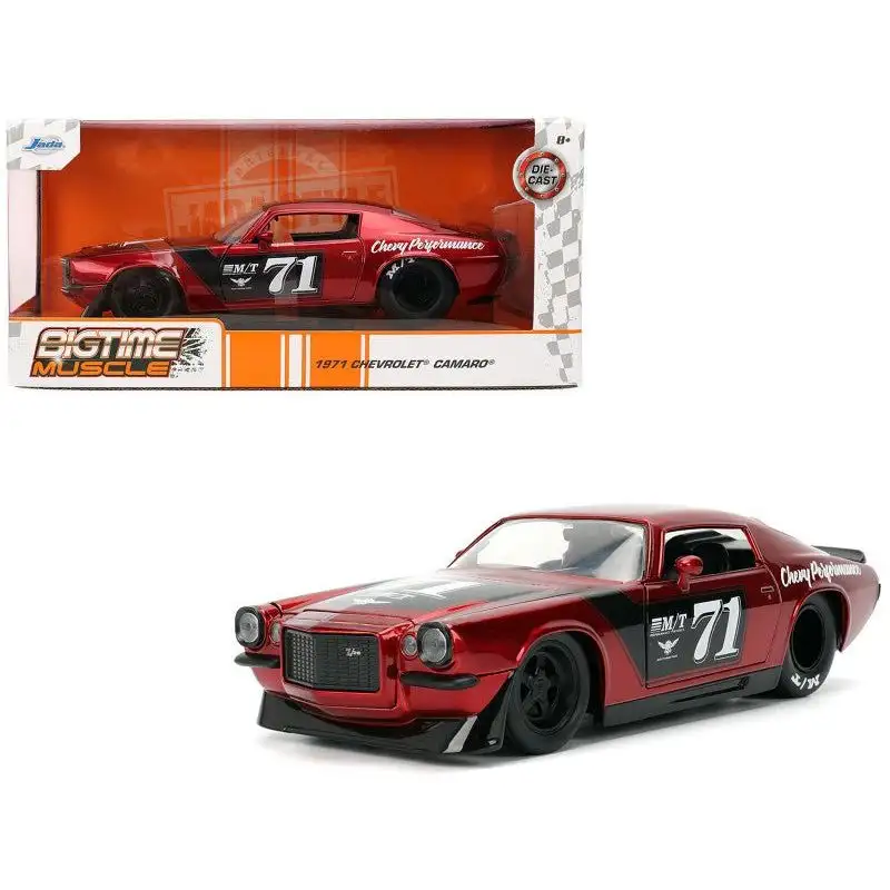 1971 Chevrolet Camaro #71 Red Metallic with Black Stripes "Bigtime Muscle" Series 1/24 Diecast Model Car by Jada