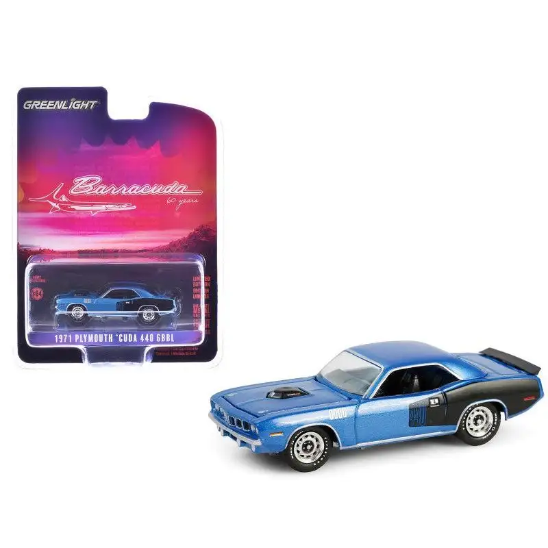 1971 Plymouth Barracuda 440 6bbl B5 Blue Metallic "Barracuda 60th Anniversary" "Anniversary Collection" Series 17 1/64 Diecast Model Car by Greenlight