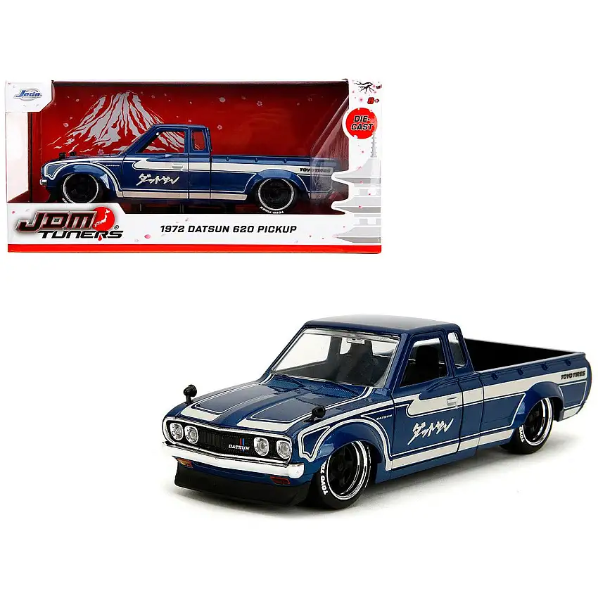 1972 Datsun 620 Pickup Truck Blue Metallic and Cream "JDM Tuners" Series 1/24 Diecast Model Car by Jada