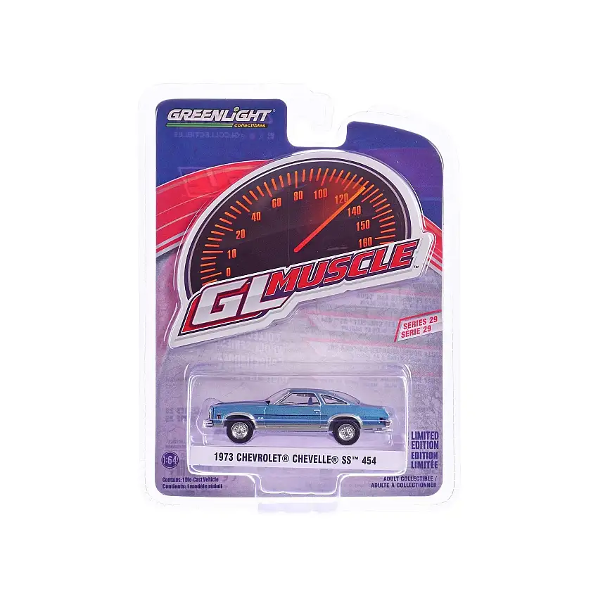 1973 Chevrolet Chevelle SS 454 Light Blue Metallic and Silver "GreenLight Muscle" Series 29 1/64 Diecast Model Car by Greenlight
