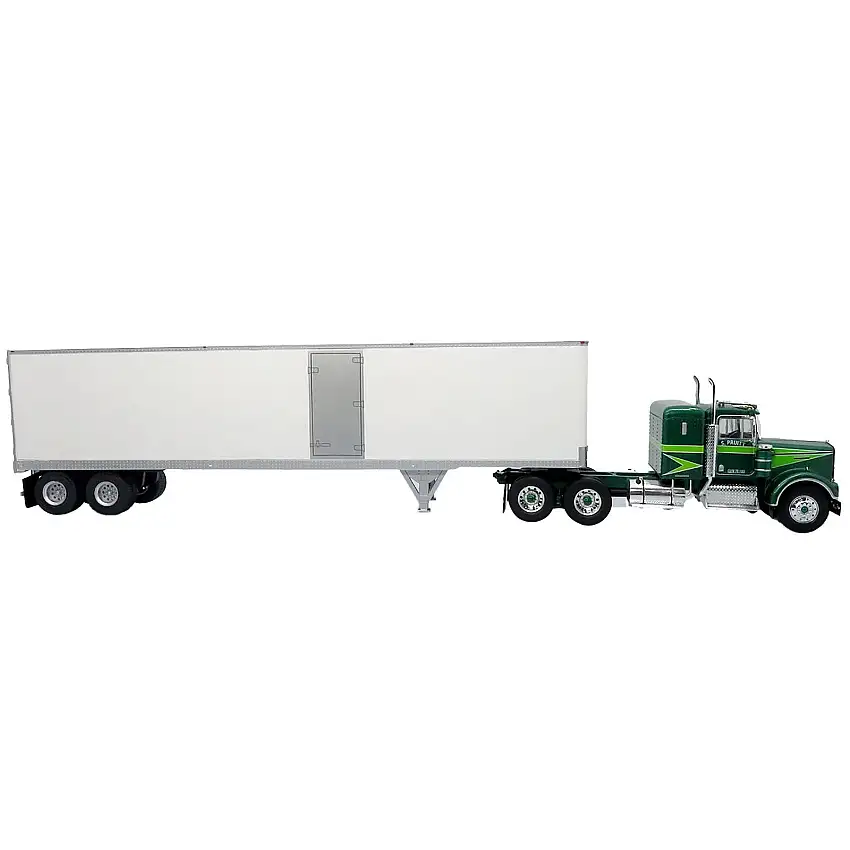 1976 Kenworth W900A Tractor with Dry Goods Trailer Green Metallic with Light Green Graphics "Vintage Heavy Haul Truck Collection" 1/43 Diecast Model by Iconic Replicas