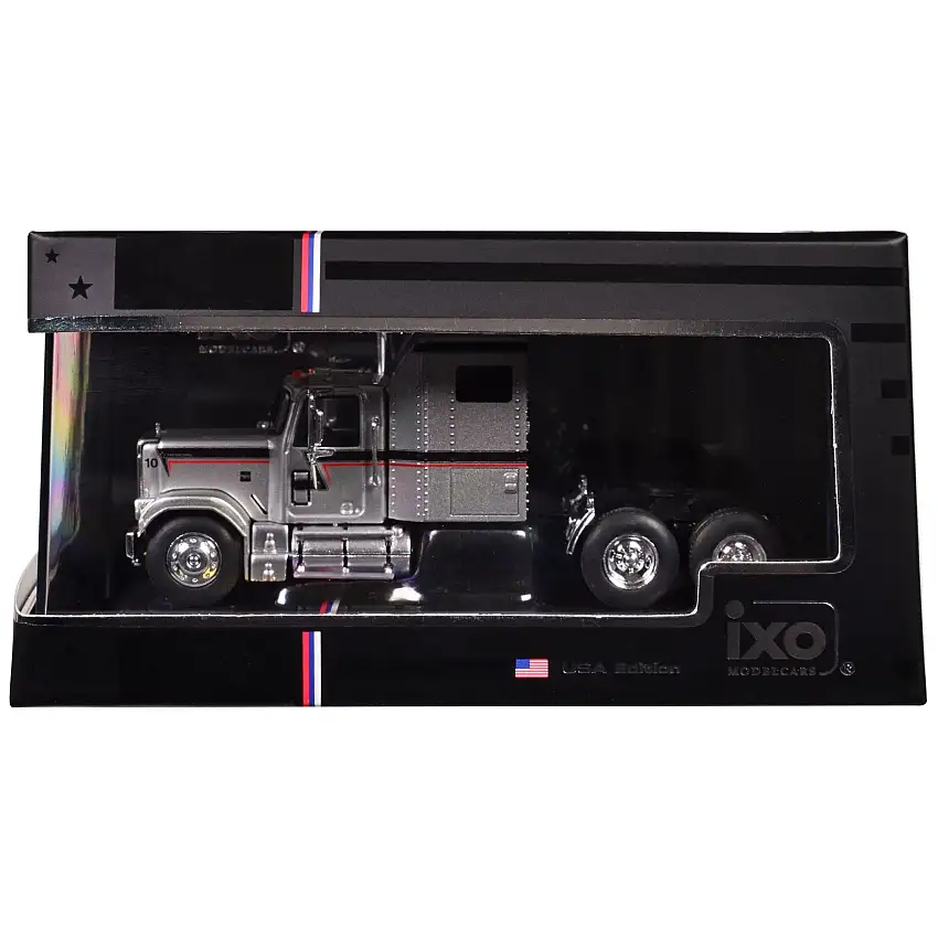 1980 GMC General Truck Tractor Silver Metallic with Black and Red Stripes 1/64 Diecast Model by IXO Models