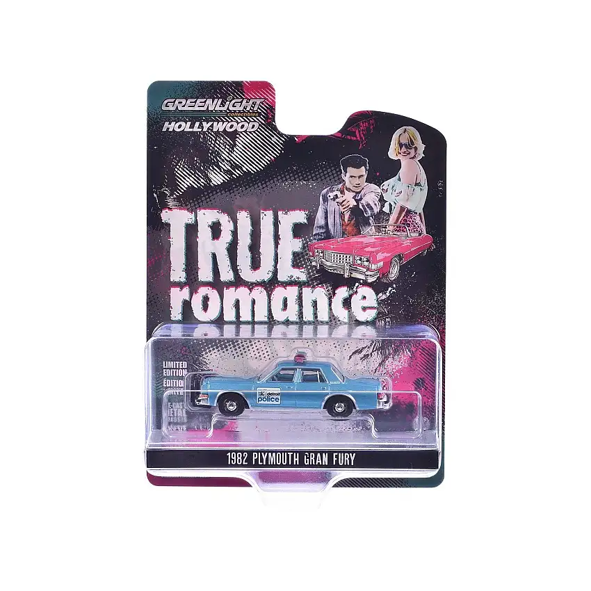 1982 Plymouth Gran Fury "Detroit Police" Blue Metallic "True Romance" (1993) Movie "Hollywood Series" Release 43 1/64 Diecast Model Car by Greenlight