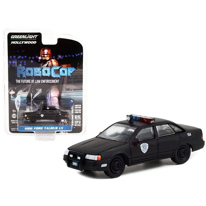 1986 Ford Taurus LX Matt Black "Detroit Police" "RoboCop" (1987) Movie "Hollywood Series" Release 34 1/64 Diecast Model Car by Greenlight