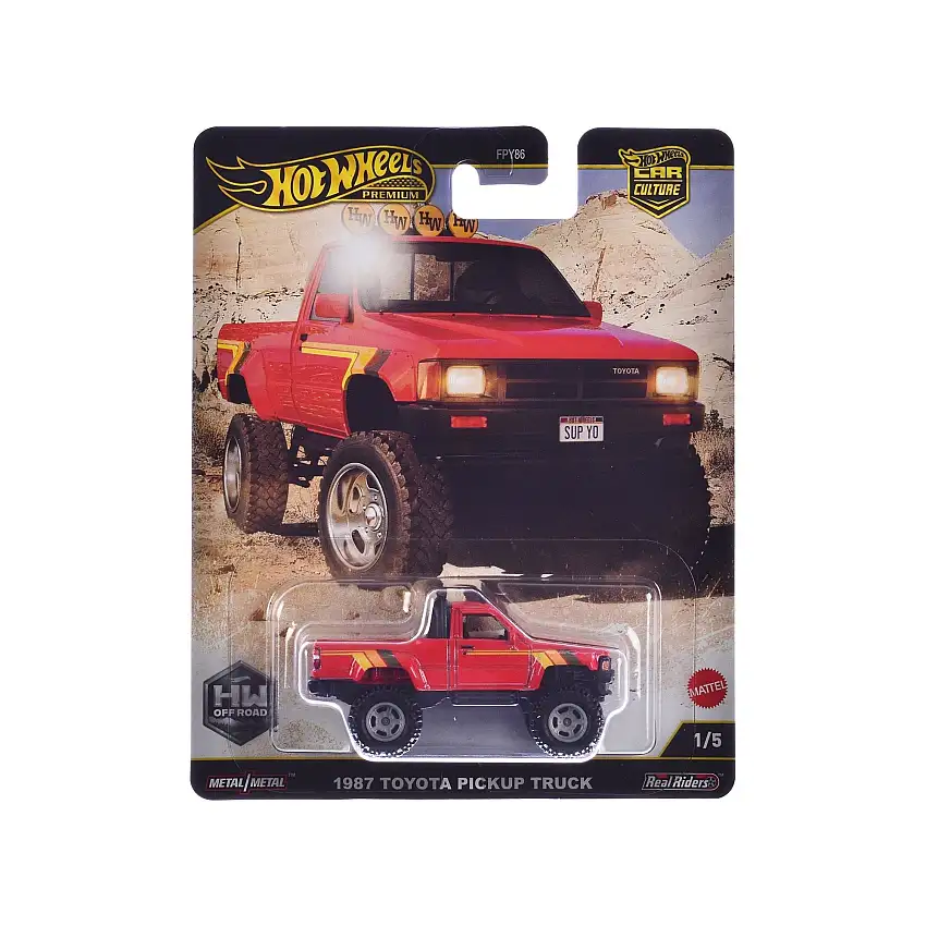 1987 Toyota Pickup Truck Red with Stripes "HW Off Road" Series Diecast Model Car by Hot Wheels