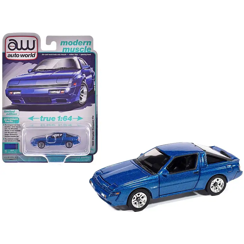1988 Chrysler Conquest TSi Bright Blue Metallic "Modern Muscle" Series 1/64 Diecast Model Car by Auto World