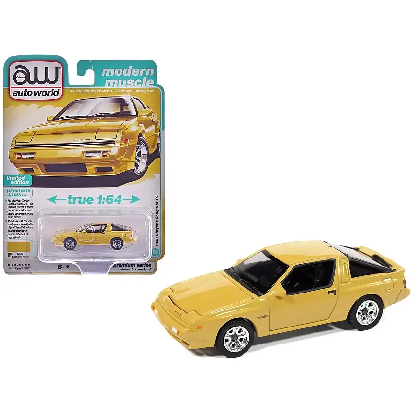 1988 Chrysler Conquest TSi San Marino Yellow "Modern Muscle" Series 1/64 Diecast Model Car by Auto World