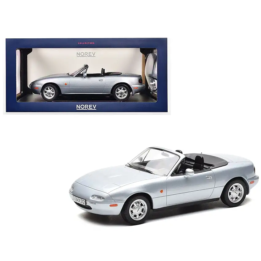 1991 Mazda MX-5 Convertible Silver Metallic 1/18 Diecast Model Car by Norev