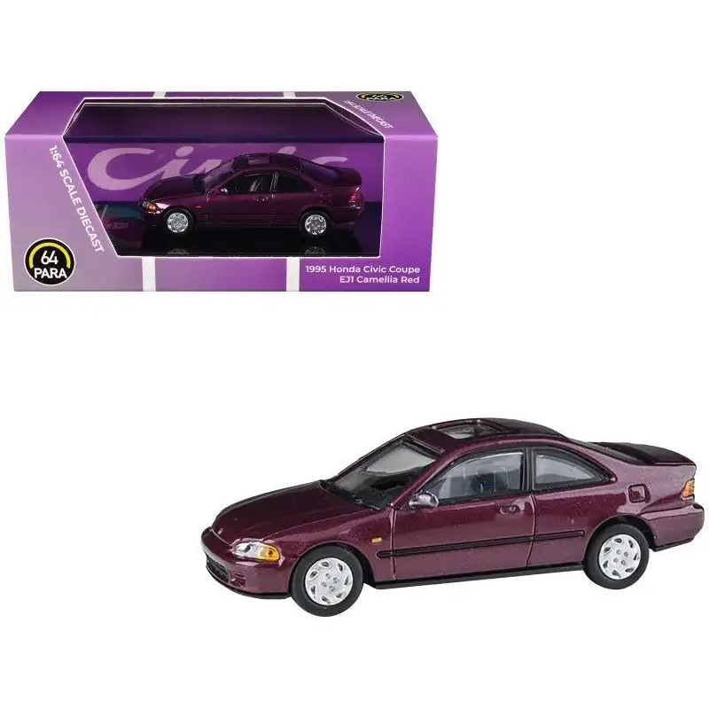 1995 Honda Civic Coupe EJ1 Camellia Red Metallic 1/64 Diecast Model Car by Paragon Models