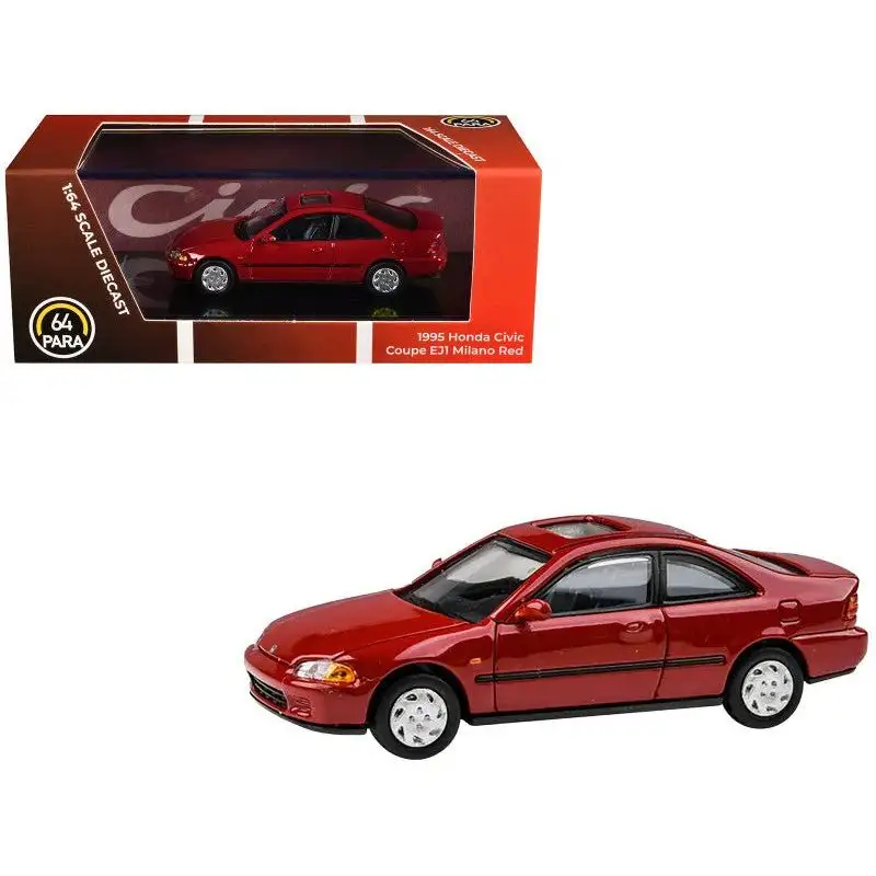 1995 Honda Civic Coupe EJ1 Milano Red 1/64 Diecast Model Car by Paragon Models