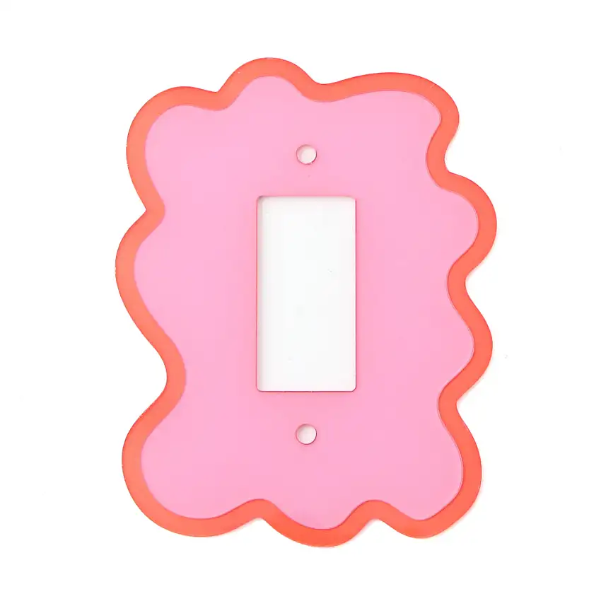 Pink And Coral Squiggle Light Switch Cover
