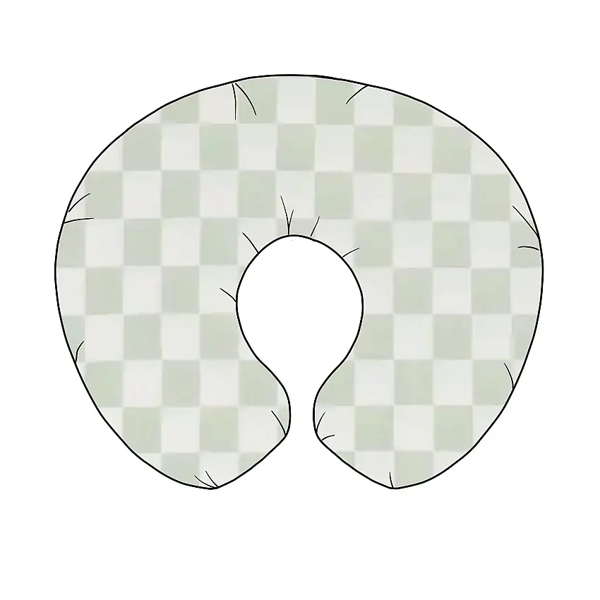 Leaf Green & White Checkered Nursing Pillow Cover