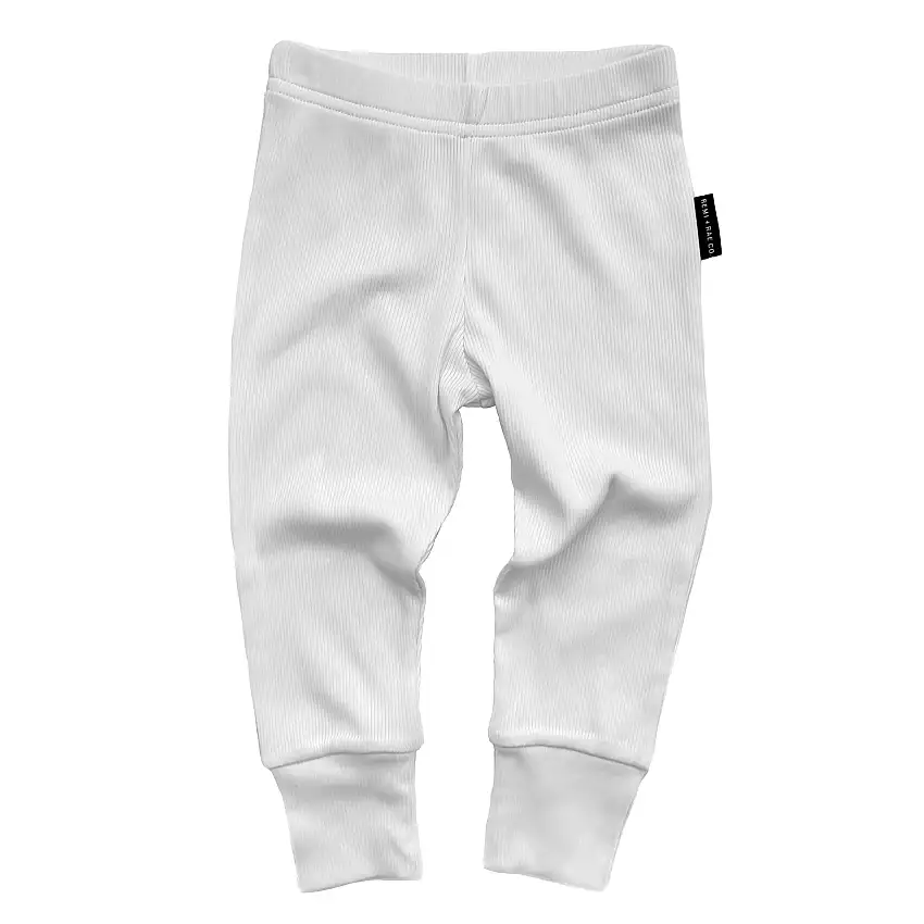 Bamboo Ribbed Leggings - White