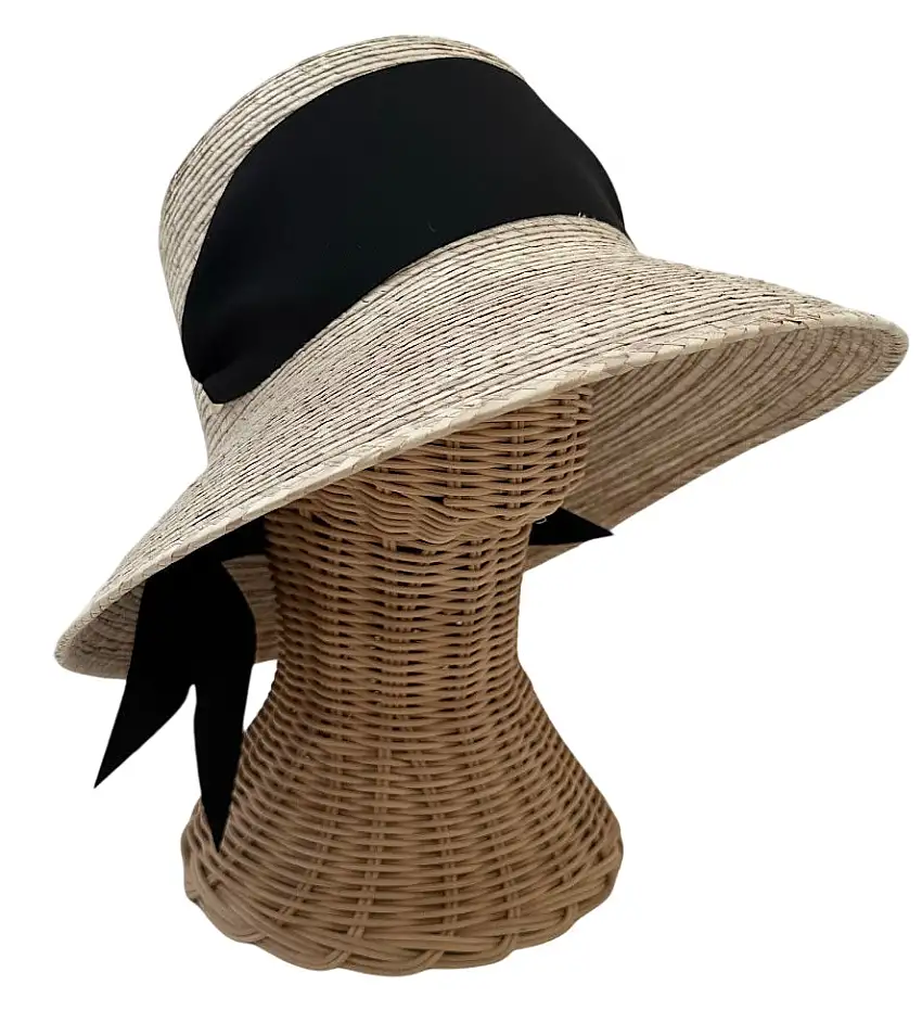 Clematis Bucket Hat - Black Wide & Short Grosgrain Ribbon