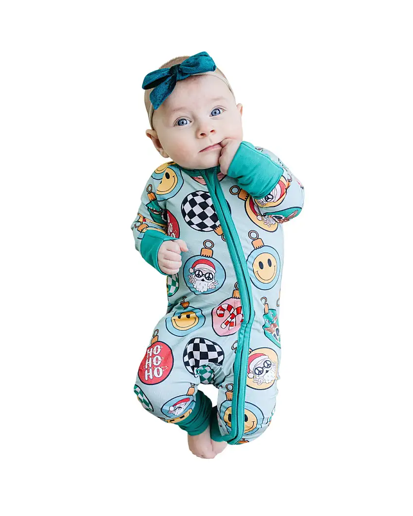 Bamboo Zip Romper | Christmas Ornaments
