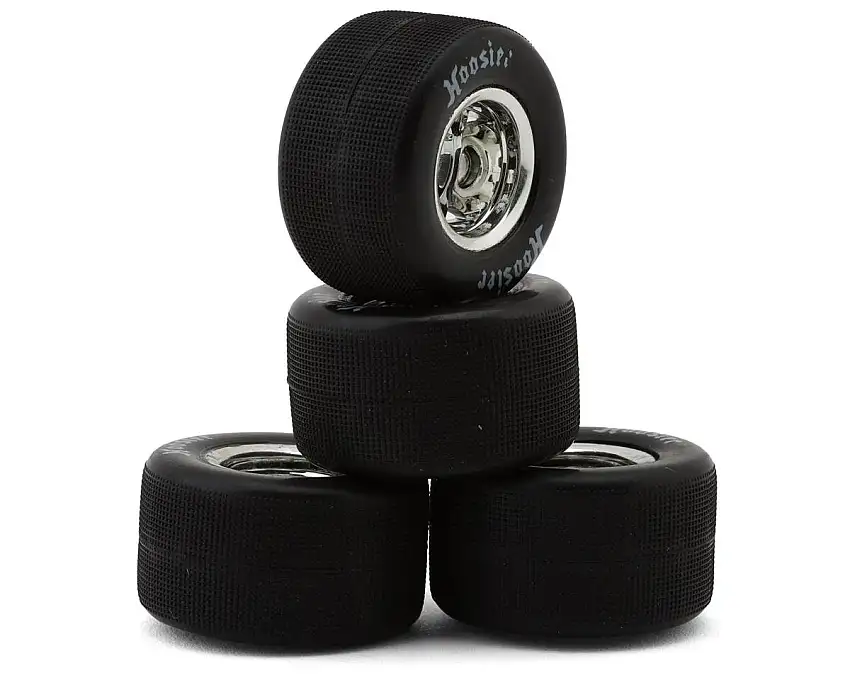 1RC Racing Pre-Mounted 1/18 Asphalt Modified Hoosier Tires (Chrome) (4) (F/R) (Soft)