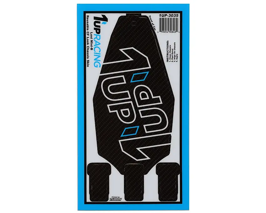 1UP Racing Losi® Mini-B Twin 1up Outline Logo Reusable Chassis Protector Sheet (Carbon)
