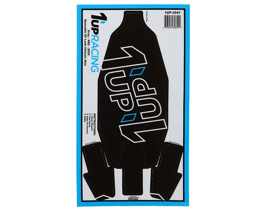 1UP Racing Xray XB2 2025 Twin 1up Outline Logo Reusable Chassis Protector Sheet (Carbon)