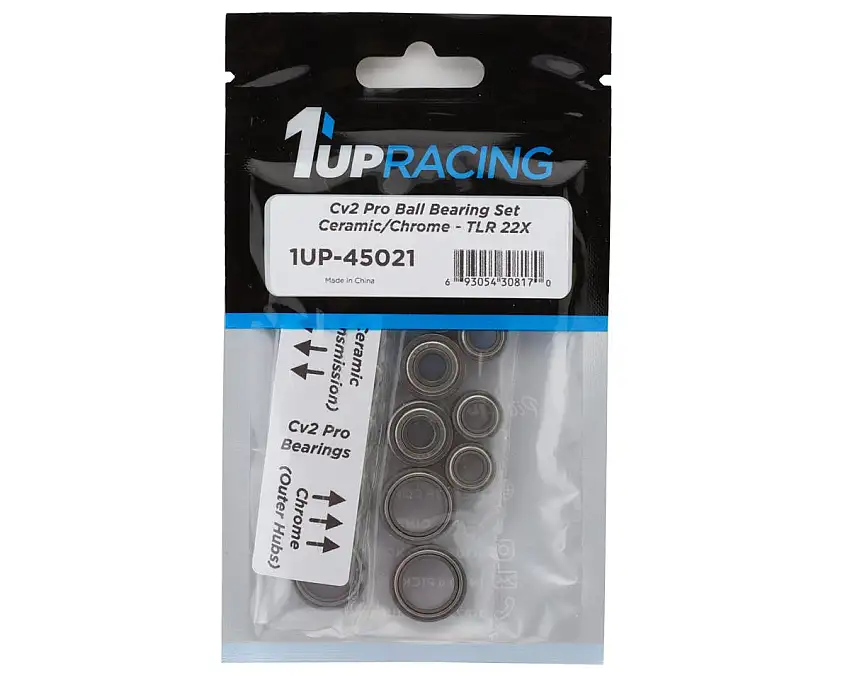 1UP Racing TLR 22X Cv2 Pro Ball Bearing Set (Ceramic/Chrome)
